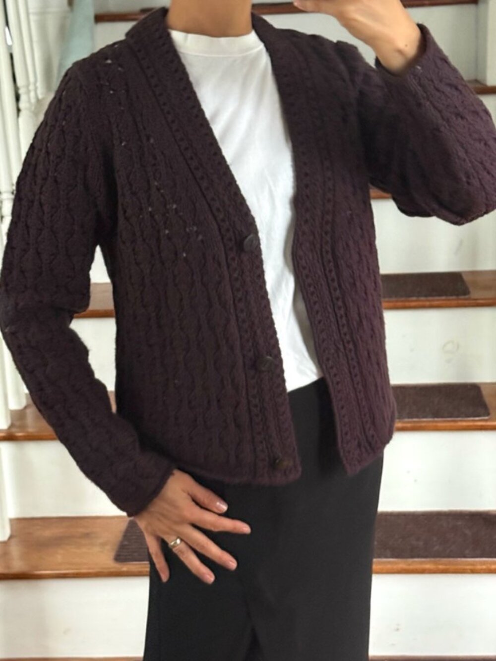 Vince Wool Cashmere Crochet Cardigan Sweater